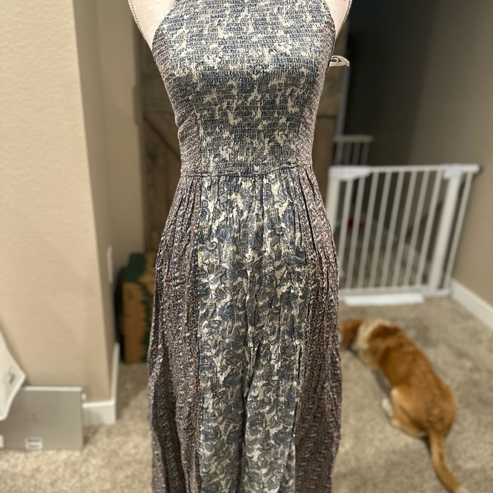 Japna Strapless Gray and Cream Dress